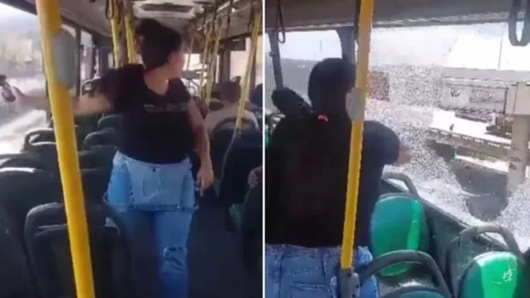 Vídeo: mãe desesperada quebra janela de ônibus após criança passar mal com o calor