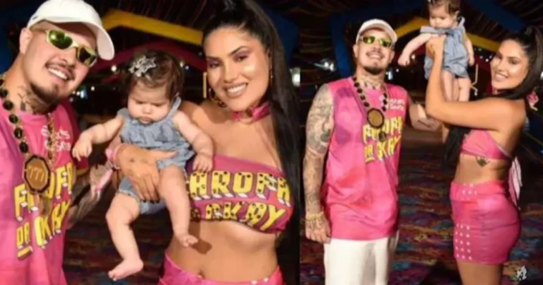 Influenciadora leva filha bebê de cinco meses para a Farofa da Gkay