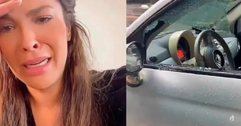 Ex-BBB fica desesperada ao ser atacada por gangue da pedrada; quebraram o vidro do carro dela
