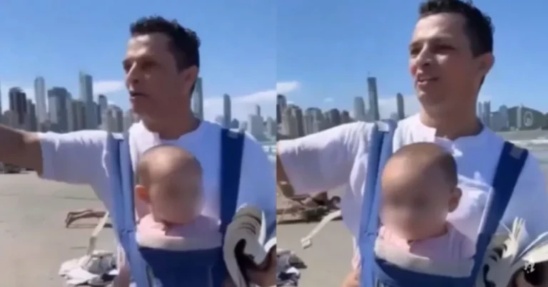 ‘Pregador’ causa tumulto ao ser questionado por permanecer sob o sol forte em praia com bebê: ‘Todos vão morrer logo’ – VÍDEO