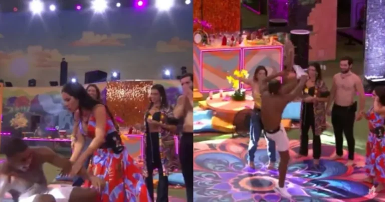 BBB 24: Davi leva tombo feio durante a festa e preocupa: “Quebrar o cóccix”
