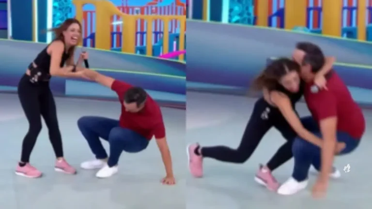 Vídeo: Beatriz derruba Tadeu Schmidt após ser eliminada do BBB24