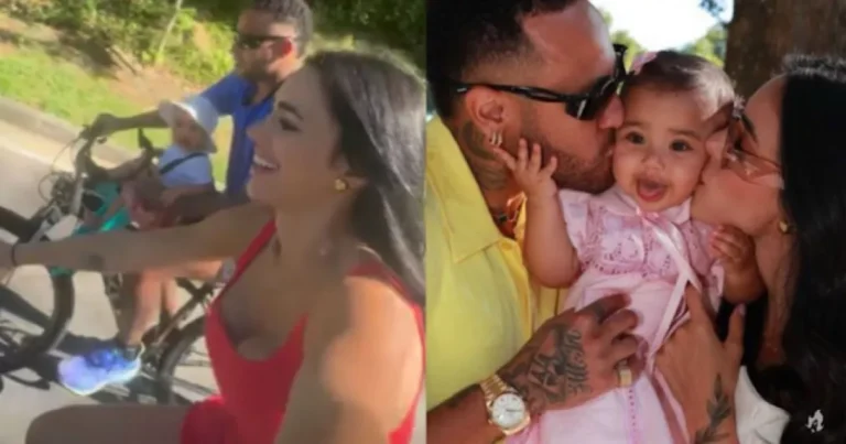 Neymar se derrete em primeiro passeio de bicicleta da filha com Bruna Biancardi