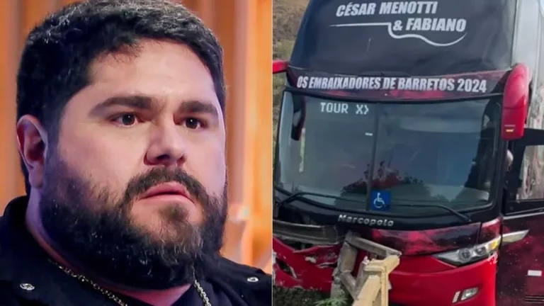 Cesar Menotti faz primeira aparição após acidente com ônibus e desabafa: “Livramento”