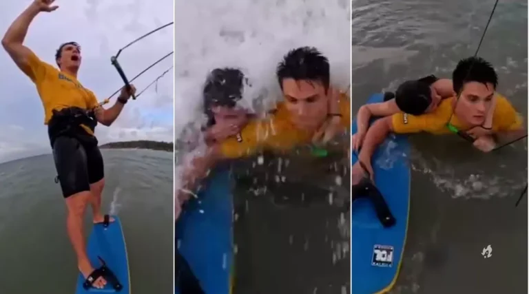 Kitesurfista Bruno Lobo salva vida de jovem que quase se afogou em praia de São Luís