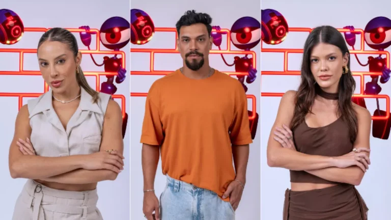 Na reta final do BBB25, Renata, Vinícius e Vitória disputam o 16º Paredão