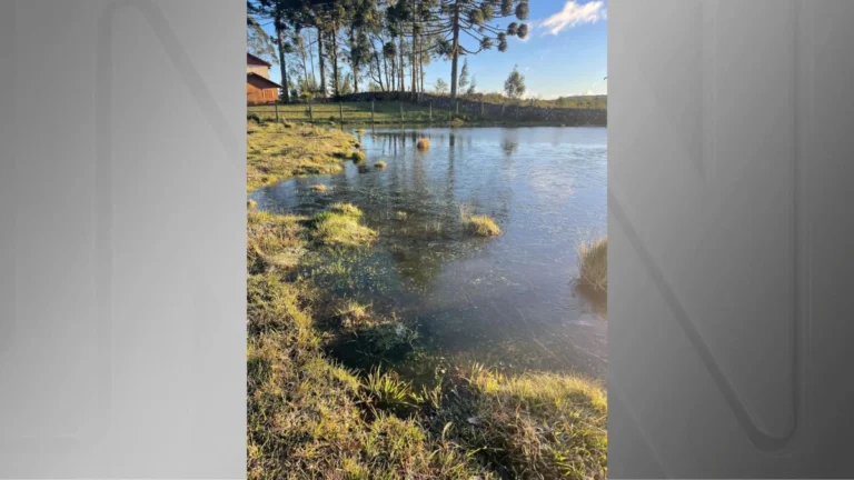 Frio congela lago no RS; Mínima foi de -4,9 ºC nos Campos de Cima da Serra