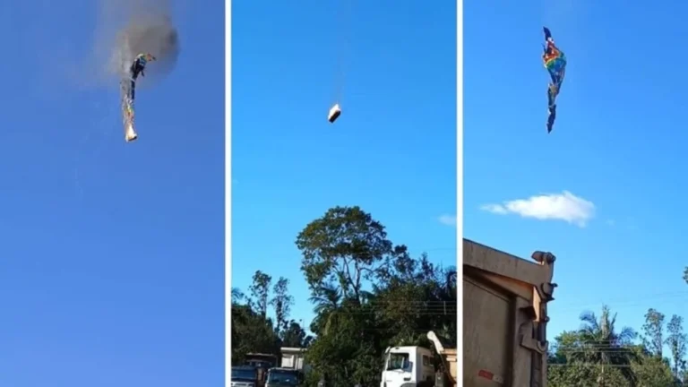 Balão pega fogo durante passeio e cai em Praia Grande (SC); Bombeiros confirmam mortos e feridos
