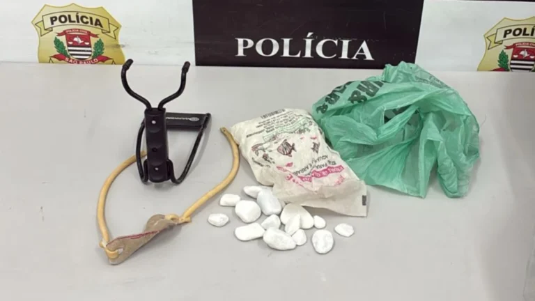 Homem atacou ônibus com estilingue, pedra de aquário e chumbada para pesca