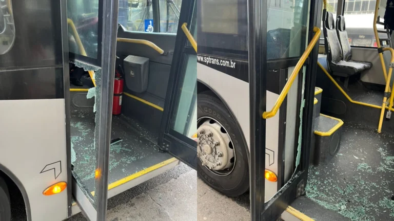 Ataques a ônibus: homem quebra porta de veículo em momento de raiva em SP