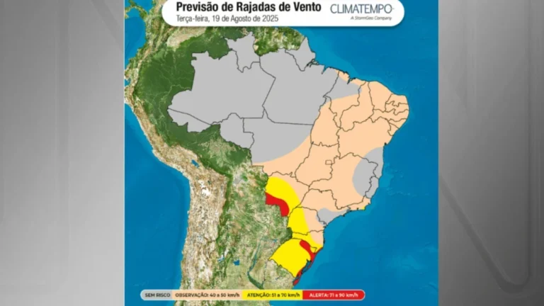 Mapa: ciclone se forma e áreas entram em alerta para ventos de até 90km/h