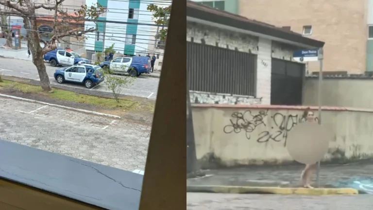 Vídeo: Mulher é presa nua em praia de SP após confessar ter matado o pai