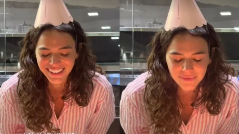 Bruna Marquezine ganha bolo de aniversário no set de “Amor da Minha Vida”