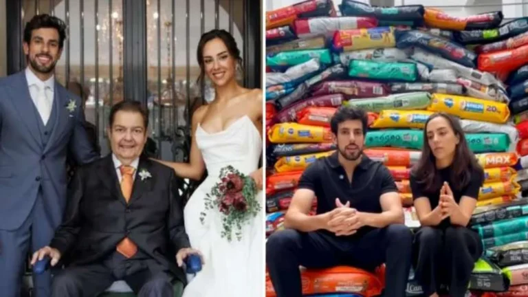 Filha de Faustão recebe ração como presente de casamento: Pedimos doações