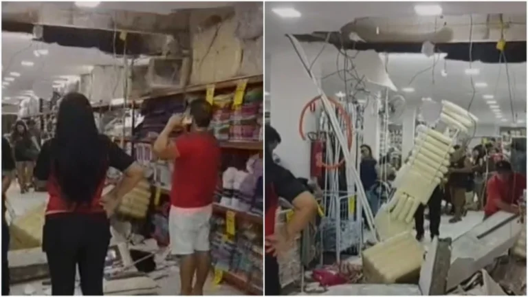 Teto de loja desaba e fere três pessoas no dia da inauguração