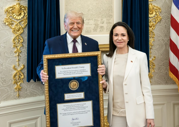 Machado diz que deu medalha do Nobel da Paz a Trump porque “ele merece”