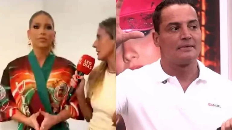 Virginia Fonseca rebate Leo Dias ao vivo ao ser questionada sobre casamento com Vini Jr.: Errou feio