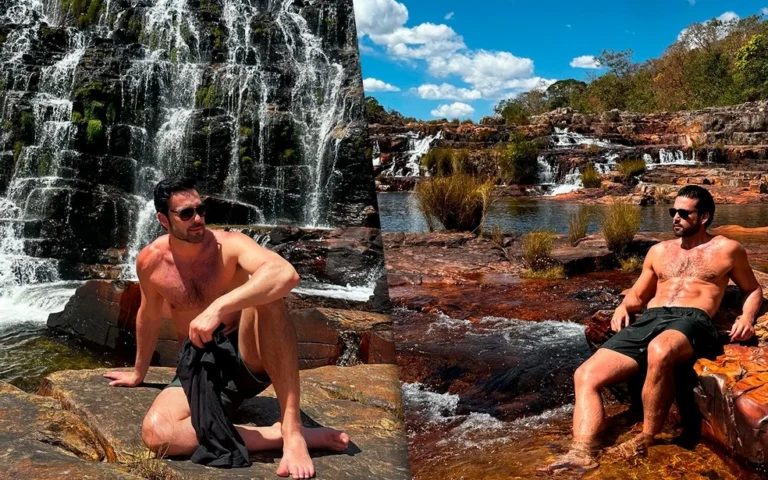 Sergio Marone abala a internet com fotos sem camisa em viagem pela Chapada dos Veadeiros