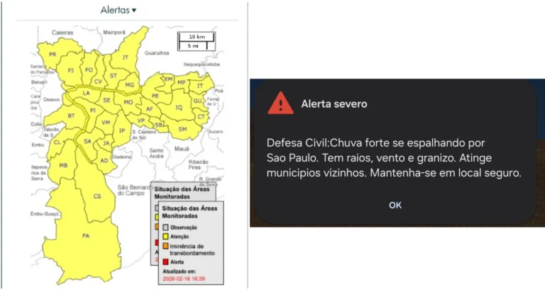 SP: Defesa Civil emite alerta severo para chuva forte nesta segunda (16)