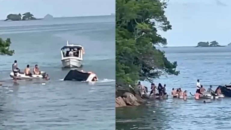 Vídeo: lancha naufraga em Angra dos Reis e vítimas são resgatadas