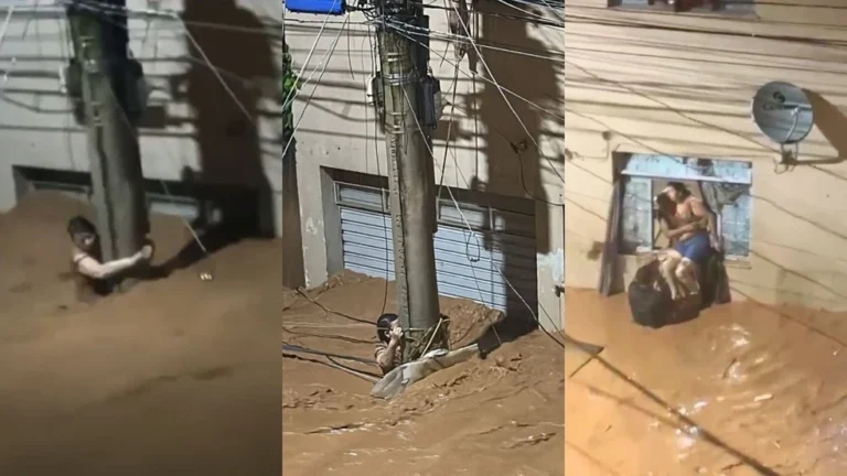VÍDEO: Mulher resiste por 3h abraçada a poste em enxurrada e é resgatada sob aplausos em Ubá: Minha fé me salvou
