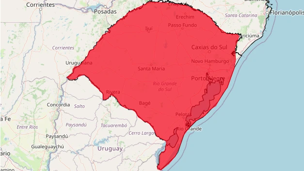 Inmet coloca todo o Rio Grande do Sul em alerta vermelho para tempestades