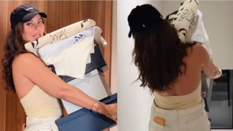 Paolla Oliveira brinca ao exibir “treino” inusitado e diverte seguidores