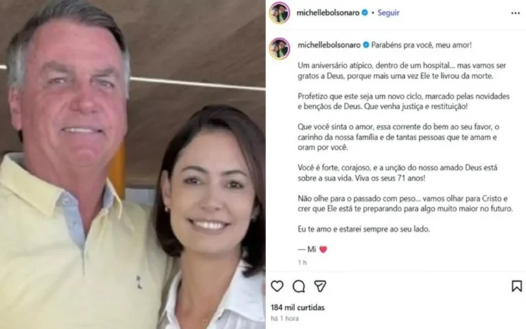 No aniversário, Bolsonaro recebe declaração marcante de Michelle e web reage