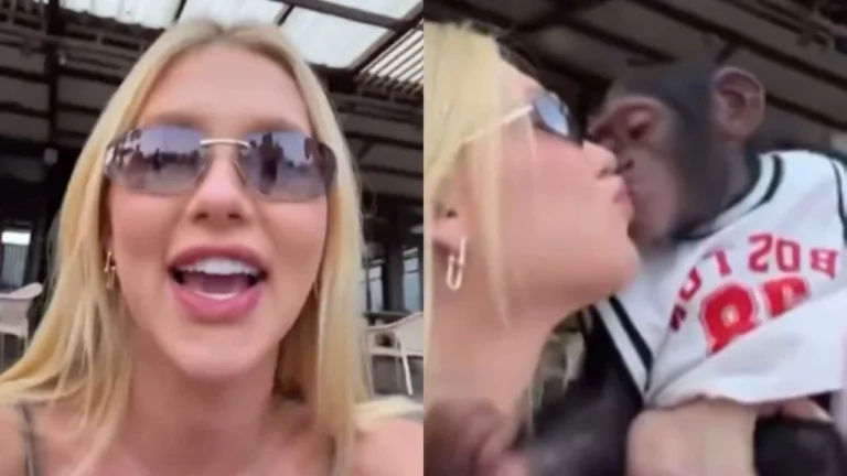 Virginia causa polêmica ao beijar macaco na boca em Dubai; vídeo