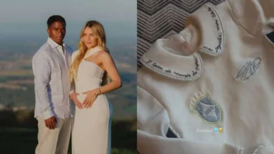 Grávida, Gabriely Miranda mostra roupinha de bebê personalizada para Endrick na Copa: 'Meu ídolo'