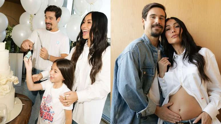 Sabrina Sato abre álbum do chá revelação e se declara sobre filho com Nicolas Prattes: 'Eu andei'