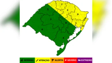 RS enfrenta chuva e granizo nesta quarta; rios estão sob risco de inundação