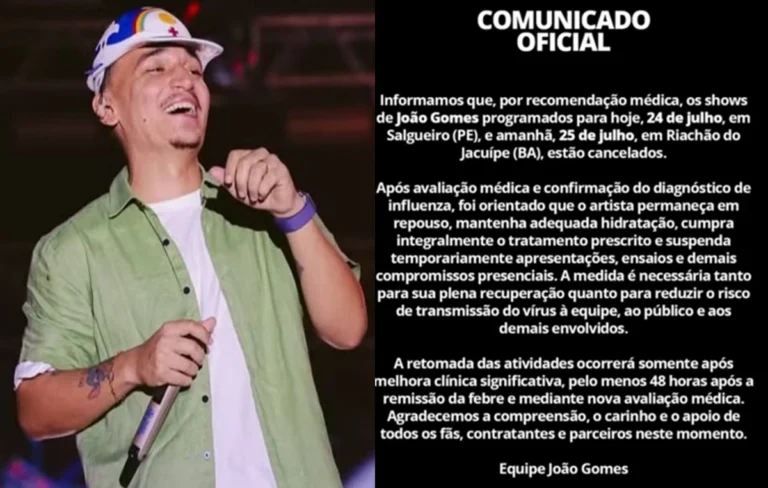 João Gomes é internado às pressas e suspende agenda de shows