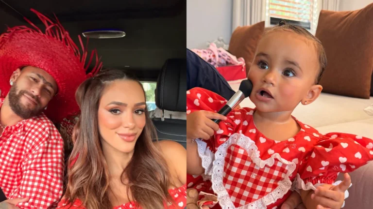 Bruna Biancardi e Neymar posam juntos antes de festa junina fora de época