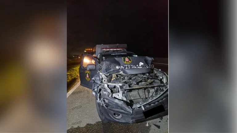 Viatura bate em caminhão durante transporte de presos em SP