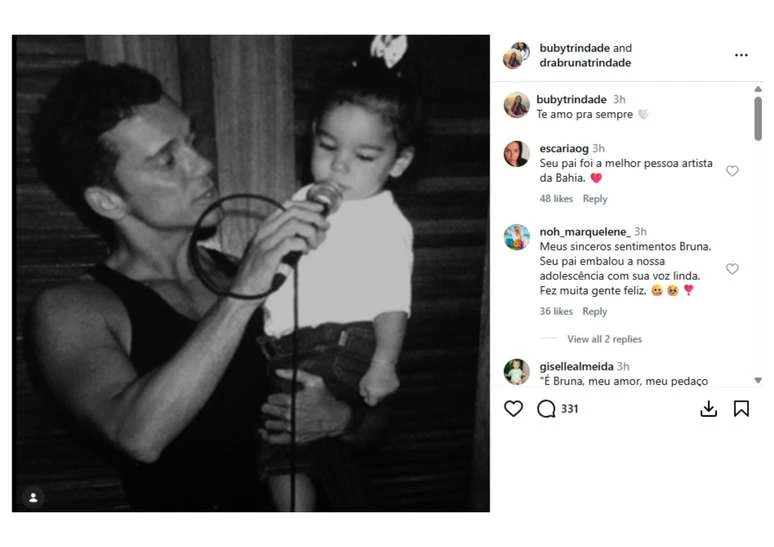Filha de Netinho se despede do pai com foto emocionante: 'Te amo para sempre'