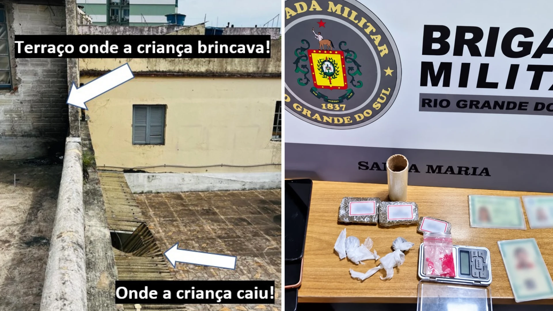 Menino de 10 anos cai de prédio e responsáveis são presos por tráfico no RS